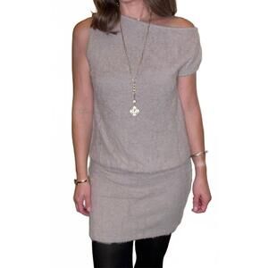 NEW BLUE BLUSH fuzzy one shoulder sweater dress in brown